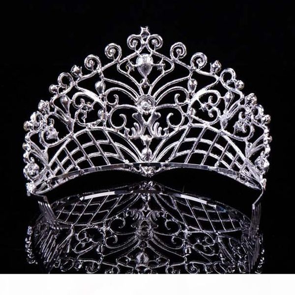 

s 2017 new big european bride crowns silver plated austrian crystal large queen tiara wedding hair accessories t -002 c18112001, Slivery;golden