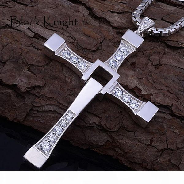 

fast furious 8 hip hop necklace pendant dominic toretto cross 316 stainless steel with crystal pendant for men gift, Silver