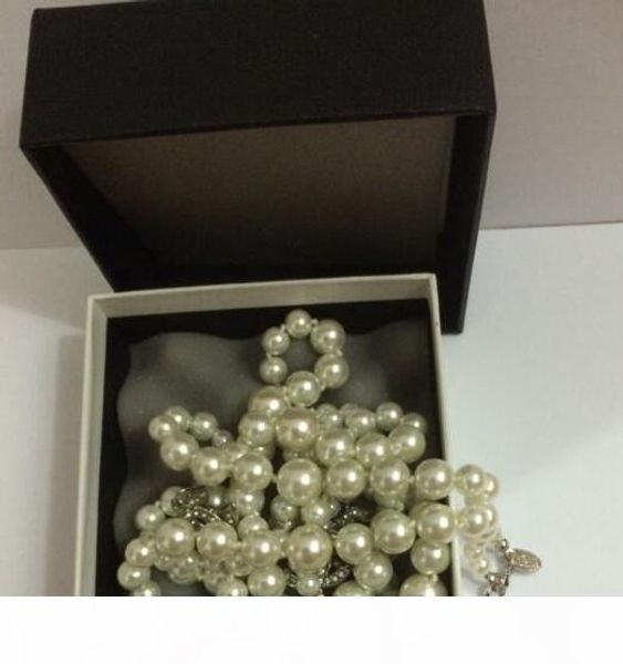 

горячее надувательство! classics ожерелье шарика перлы способа для женщин ожерелья для свадьбы ювелирных 2 цвета кристалла длинных ожерелий, Silver