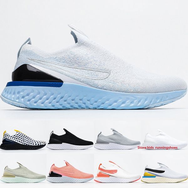

epic phantom react running shoes for men women knit trainers ice blue bright melon white lava glow cody hudson sneakers size 5.5-11, Black