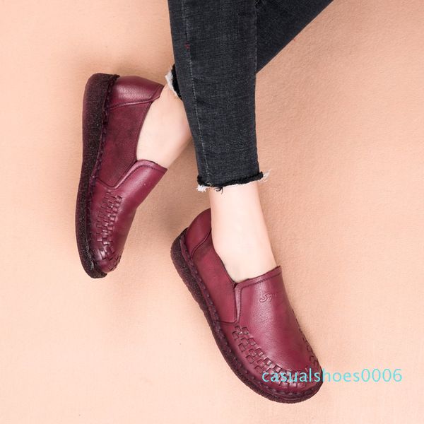 

fashion genuine leather flat shoes women loafers flats ballerina shoes woman handmade pregnant flats casual driving c06, Black