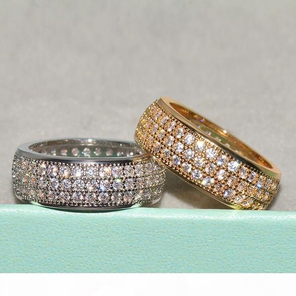 

k choucong luxury jewelry 925 sterling silver &gold fill pave white sapphire cz diamond popular party women wedding bridal ring for lov, Slivery;golden