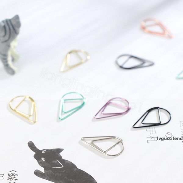 

drop shape paper clips metal material gold silver color funny kawaii bookmark office shool stationery marking clips 10pcs/lot ffa3145