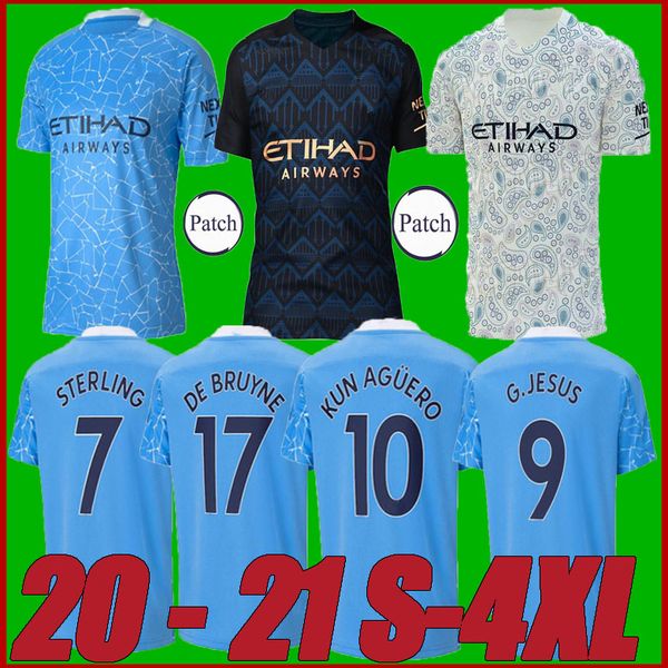 

size: s-4xl 20 21 manchester jesus de bruyne kun aguero city soccer jersey 2020 2021 man sane mahrez football jersey shirt, Black;yellow