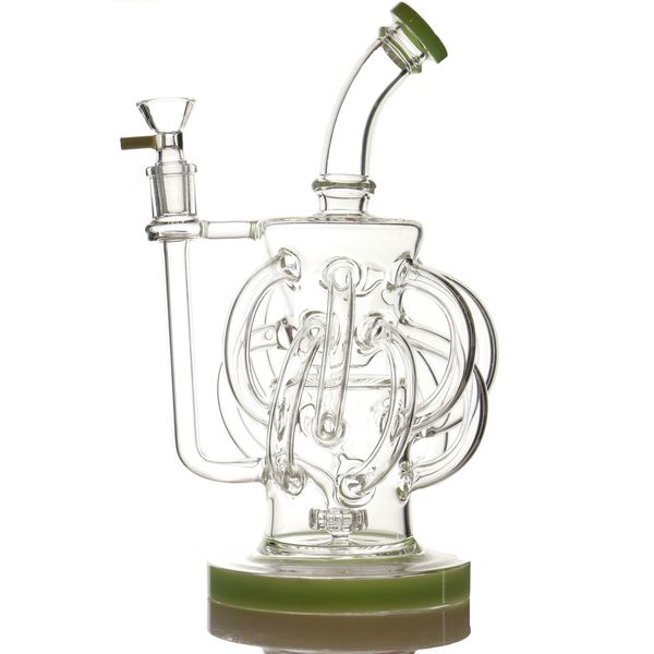 Yaratıcı Cam Su Bongs Dab Rig Nargile Süper Vortex Recycler Kuleleri 12 Tüp Su Borusu 14mm Ortak Yağ Kuleleri Heady Bowl ile Bongs