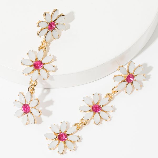 

exaggerated wind multi-layer alloy diamond rhinestone flower long earrings girl sweet earrings, Golden