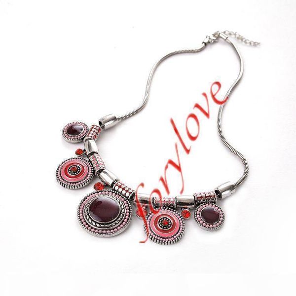 

2020 новый красочный богемский кристалл кулон дети короткие бисером ожерелье сплава женщин подарка венчания ювелирных изделий цепи ожерелье, Silver