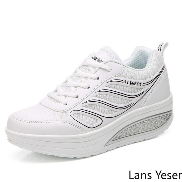

lans outdoor sport sneakers slimming shoes mesh air women walking wedges swing shoes running fitness lady lose weight shake shoe