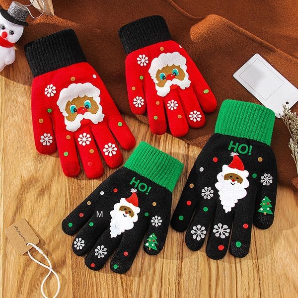 

female winter touch screen christmas wool knitted warm and gloves student mobile game outdoor warm gloves, Blue;gray