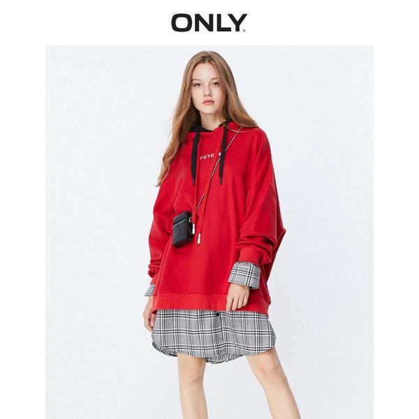 

only autumn winter women's loose fit mid-length letter print sweatshirt | 11939s567, Black