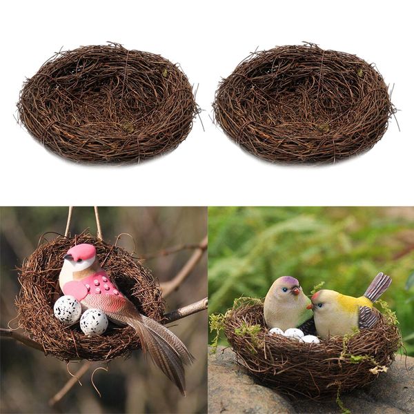 

2pcs handmade vine bird nest nature craft garden holiday decoration 6cm