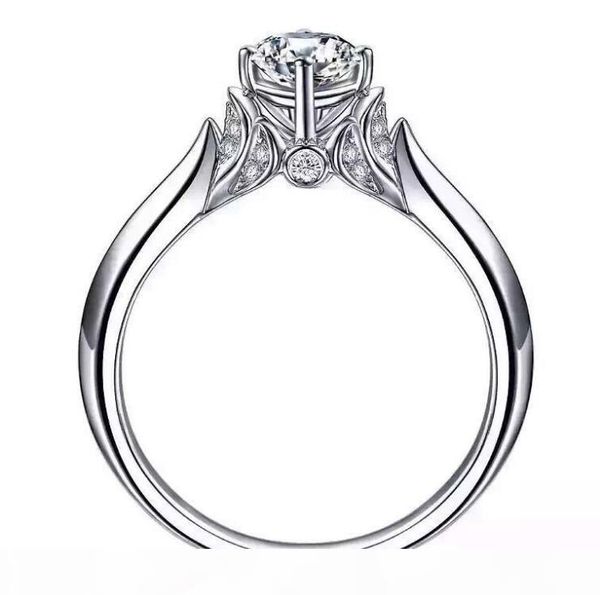 

100% solid silver rings with s925 stamp real 925 silver rings set 1 ct sona cz diamond wedding rings for women, Golden;silver