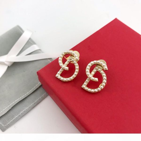 

e super classic letter inlaid pearl designer earrings luxury designer jewelry women earrings, Golden