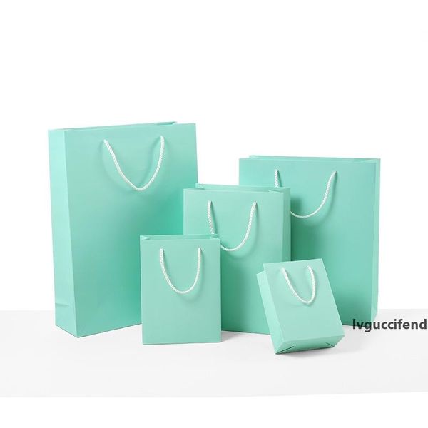 

11 size blue kraft paper bag with handle wedding party favor paper gift bags lx0698