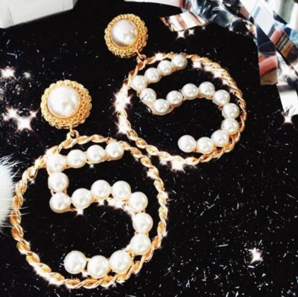 

Luxury Number 5 Dangle Drop Earrings Hollow Large Circle Earring 14k Gold Ear Studs Women Girl Wedding Party Jewelry Gift2020