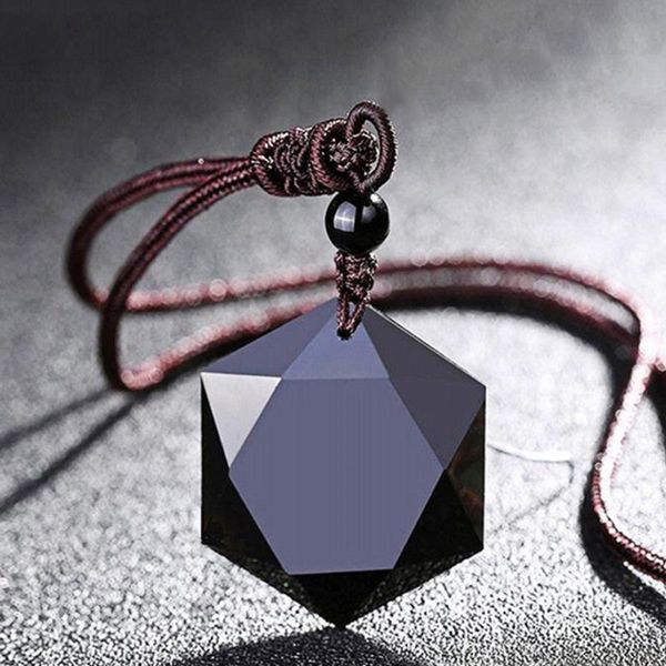 

natural energy stone necklaces for women black obsidian pendants six stars lucky amulet pendant drop shipping gifts, Silver
