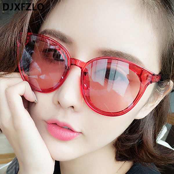 

2020 women cat eye brand designer round sunglasses mirror colorful pink lady female sun glasses uv400, White;black