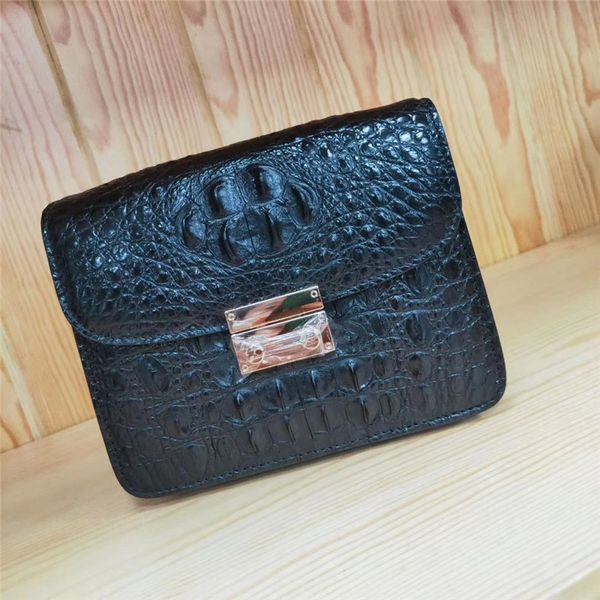 

authentic crocodile skin lady small flap bag genuine alligator leather women's mini chain purse female single cross shoulder bag