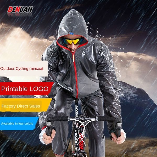 

tun2c outdoor split trousers set bicycle raincoat and rain pants set waterproof pvc climbing snow riding hooded poncho bicycle raincoa, Black