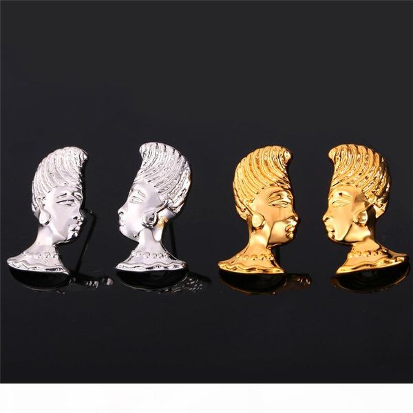 

необычные ирокез женские украшения african серьги красоты платина 18k real позолоченные punk стиль стад серьги, Golden;silver