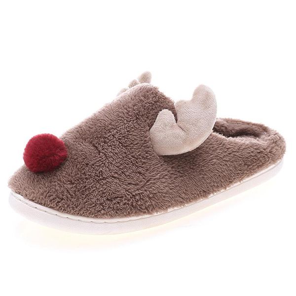 

2020 new small velvet non-slip christmas deer cotton shoesw woman winter warm with couple home slippers dropshipping #112, Black