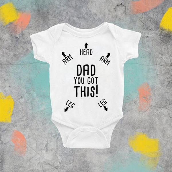 

0-24m newborn infant baby boys girls bodysuit clothes dad you got this onesie funny white playsuit rompers new daddy gift, Blue