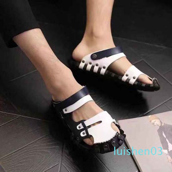 

men women sandals shoes slide summer fashion wide flat slippery sandals slipper flip flop shoe10 p12 l03, Black