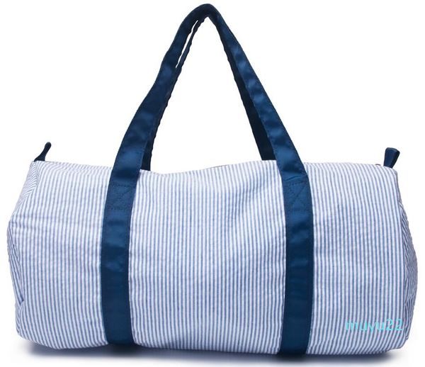 

designer-inch personalize seersucker duffle bag wholesale blanks kids barrel bag preppy children's travel bag