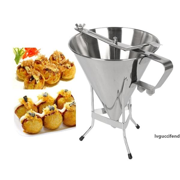 

1.75l big stainless steel funnel ocs balls tool with rack adjusting output size baking dispenser cooking kitchen hopper tool t200323