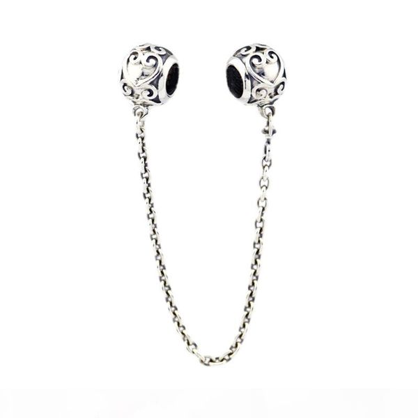 

2018 spring 925 sterling silver jewelry enchanted heart safety chain charms original beads fits women jewelry making designer bracelets, Bronze;silver