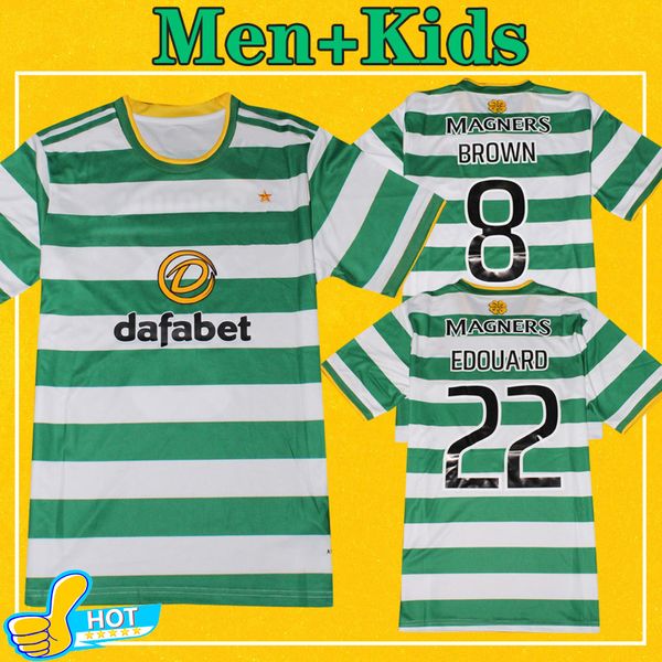 

кельтский футбол джерси 2021 fc главная макгрегор griffiths brown forrest майо de foot 20 21 edouard дети kit мужчины s-4xl футбол рубашка, Black;yellow