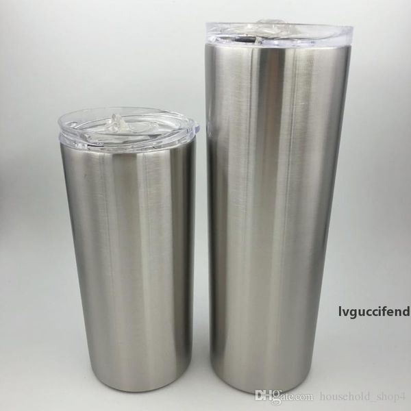 

15oz stainless steel tumbler skinny tumbler vacuum insulated straight cup beer coffee mugs with lids and straw