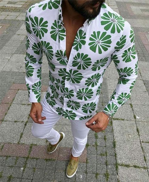 

рубашки мода цветочные щитовые природные цвета рубашки с длинным рукавом повседневные отворотом шеи повседневный new mens, White;black