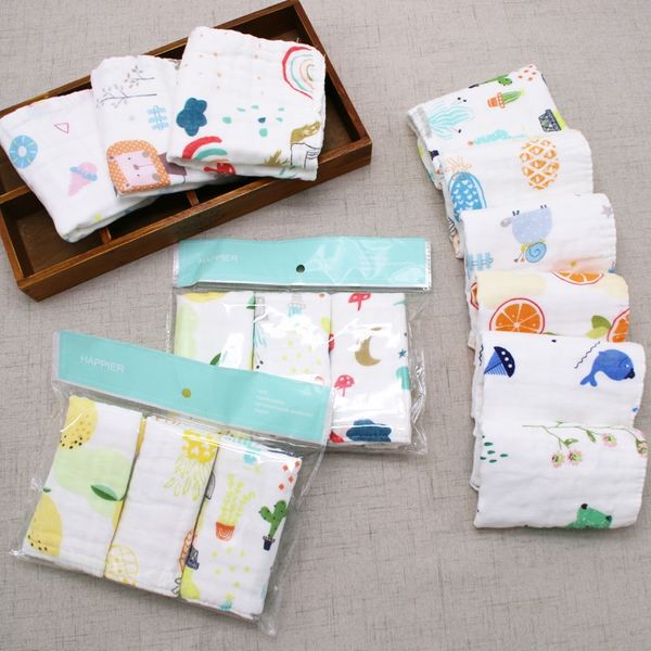 

3-strip six-layer baby gauze baby cotton face face small square small square towel children's towel with adhesive hook