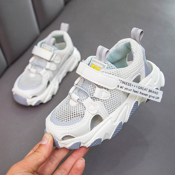 

qu4sg medium and sports large children's new children's sports shoes solid color korean style hollow breathable mesh shoes girls a, Black