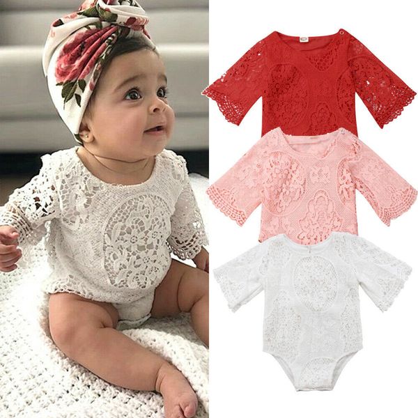 

new summer baby girl lace clothes toddler kids floral bodysuit jumpsuit outfits, Blue