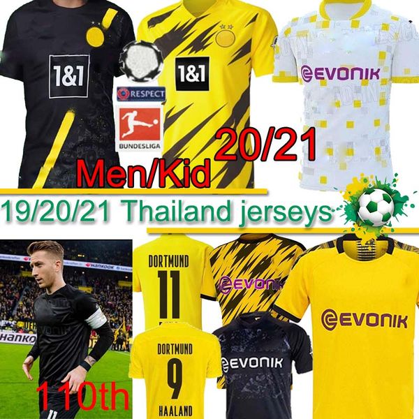 

borussia dortmund haaland reyna 110th soccer jersey 19 20 21 hazard gotze sancho brandt e.can reus witsel jersey football shirt men thai, Black;yellow