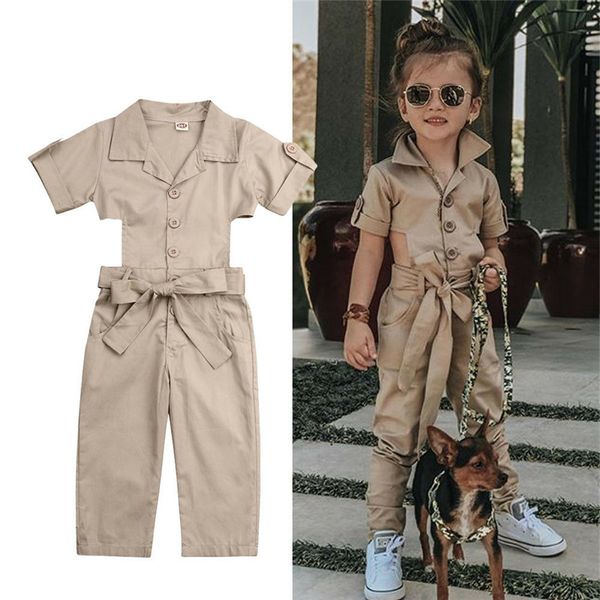

spring autumn toddler kids baby girls jumpsuit short sleeve show waist camo bib overalls pants casual loose jumpsuits, Blue