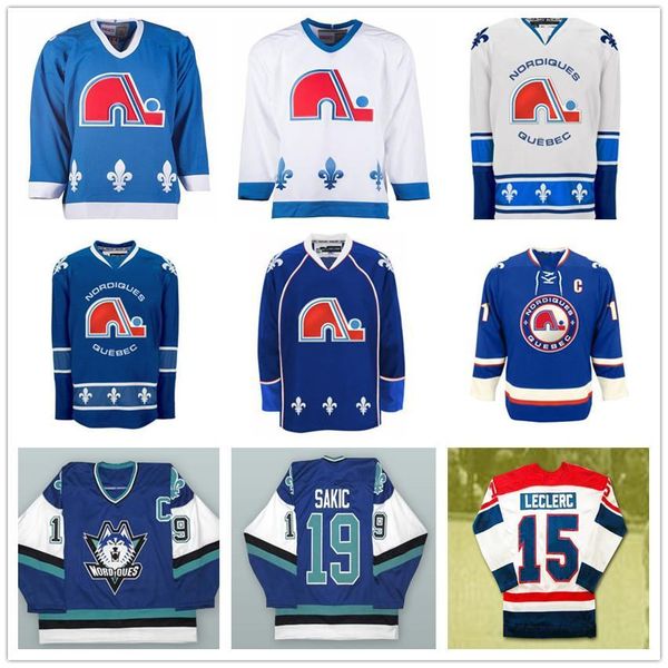 

custom quebec nordiques vintage 19 joe sakic hockey jerseys 26 peter stastny 13 mats sundin 15 rene leclerc stitched any name your number, Black;red