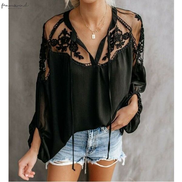 

2020 style women summer chiffon casual long sleeve blouse tee costume camiseta mujer haut femme plus size, White