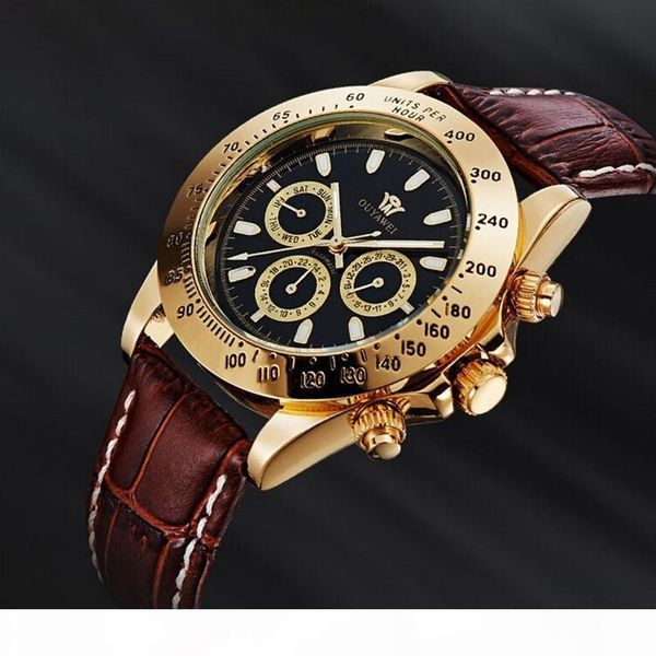

2016 ouyawei brand man mechanical hand wind watches leather strap 30m dive sport male black wristwatch relogio masculino, Slivery;brown