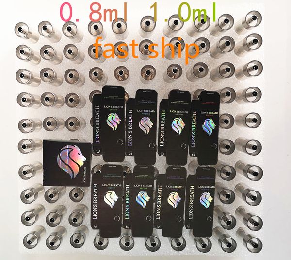 

Львы Дыхание Vape Картриджи Упаковка 0,8 мл 1,0 мл Керамические Coil Тележки 510 темы батареи Картриджи Packaking Box Пустые Форсунки