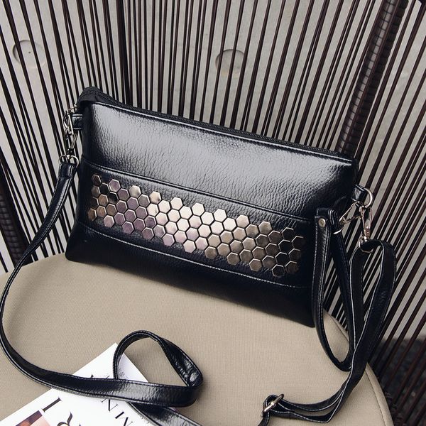 

brand 2020 new fashion casual women zipper pu leather rivet pack envelope package evening clutch shopping bag ladies shoulder bags