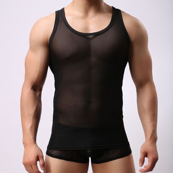

b102 men' summer mesh shirt vest transparent breathable mesh thin sports vest base shirt, White;black