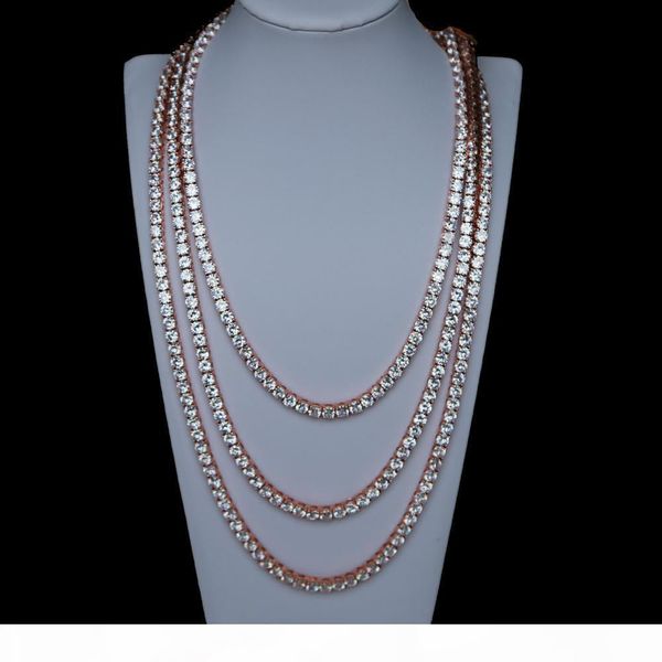 

2019 hip hop tennis chain necklace with cz paved for men jewelry with white gold plated long chain tennis necklace mens jewelry k5540, Silver