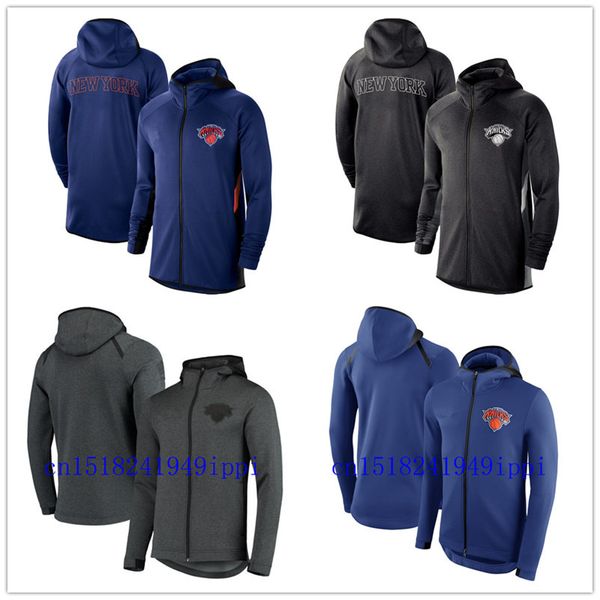 

new york knicks men heathered jacket authentic earned edition showtime therma flex performance full-zip hoodie, Black