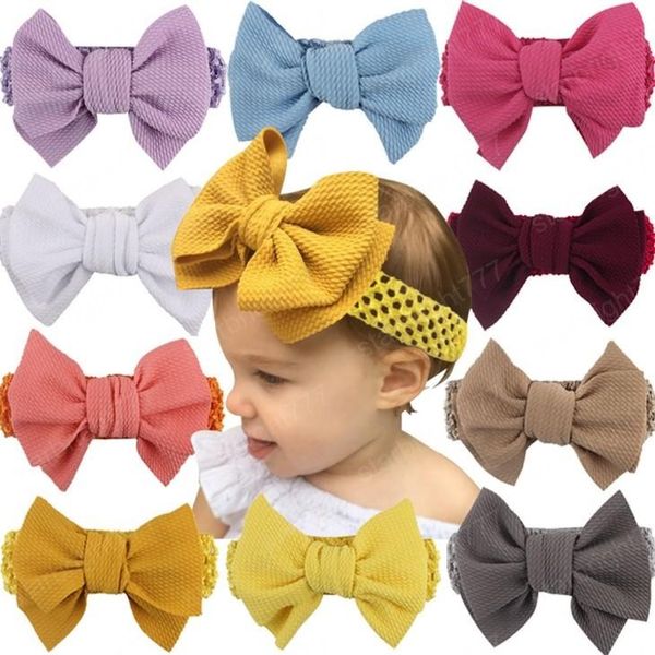 Childrens Ins Bonita Checkered Crochet Headband 11 Cores American Style Infant bebê Big Size Bow Princess Party Para Headband