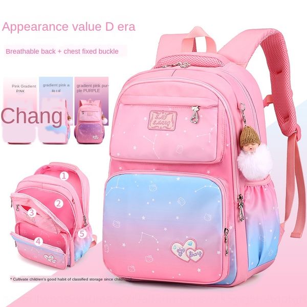 

gradient color student schoolbag schoolbag pupil girl grade 2-5 cute large capacity light load-reducing spine shoulder