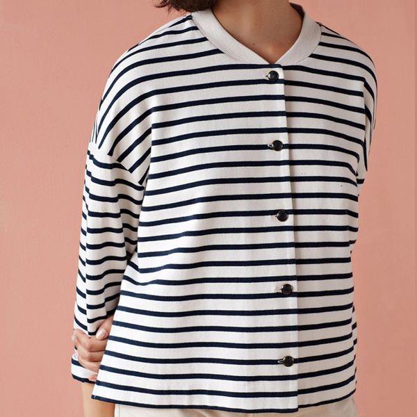 

women jacket 2020 spring black white striped coat, Black;brown