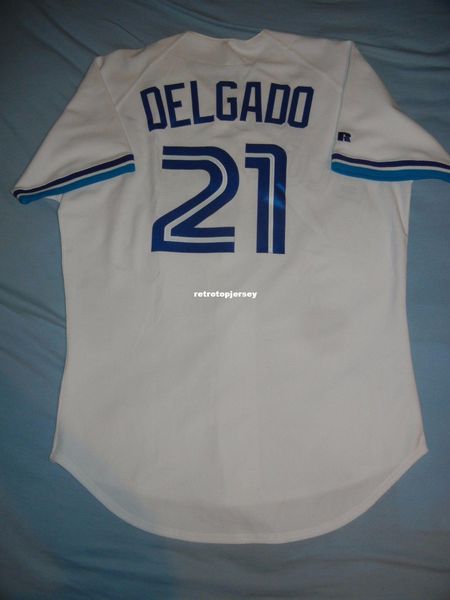 

retro russell athletic #21 carlos delgado toronto rookie jersey 44 96 mens stitched baseball jerseys, Gray